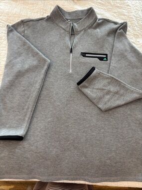 adidas Light Gray Quarter-Zip Pullover with Black Trim